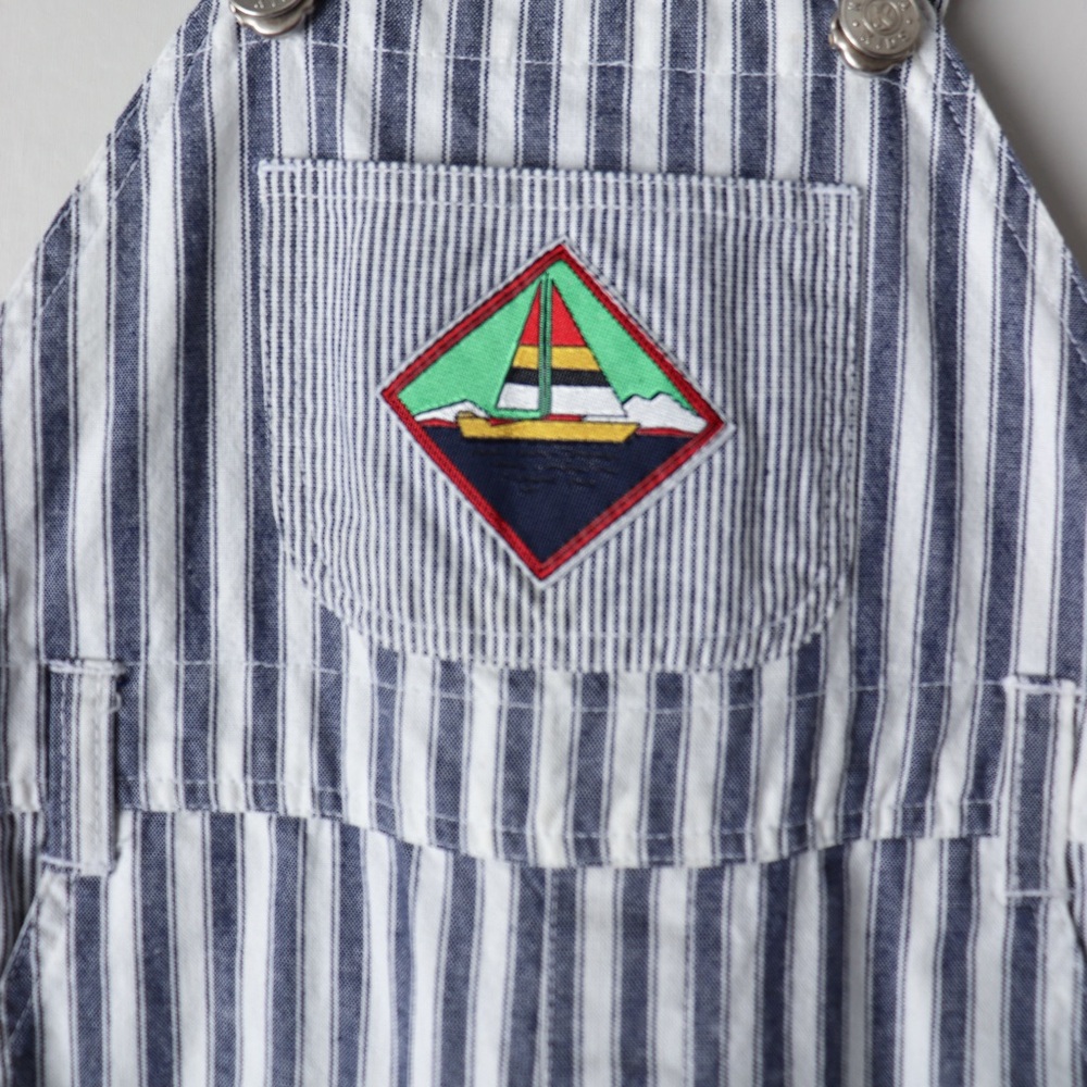 Vintage Striped Nautical Sailboat Shortalls Overalls 100% Cotton 4T - Picture 4 of 8